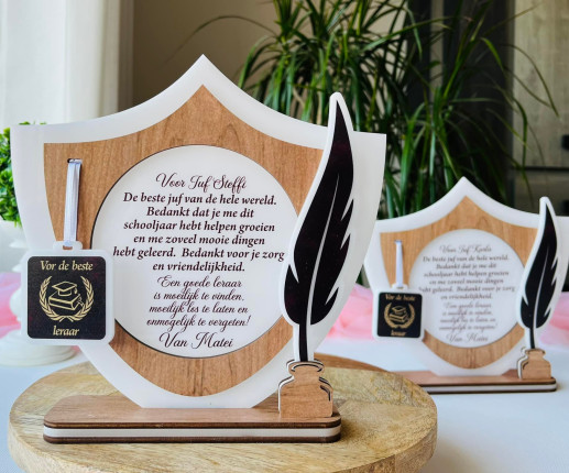 Trofeu personalizat cu medalie si pana