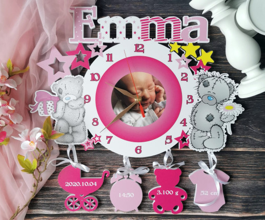 Именные детские  часы - Мишки