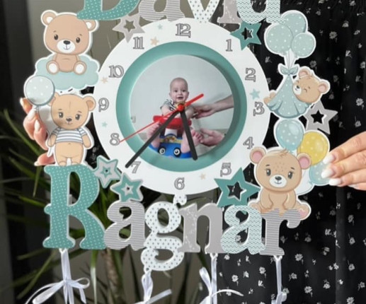 Именные детские  часы для мальчика - Мишки