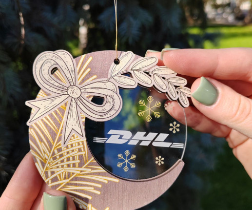 Ornament Craciun din placaj cu logoul companie 11 image 2