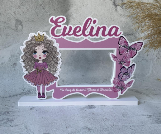 Rama personalizate pentru fetițe cu fluturasi si fetita