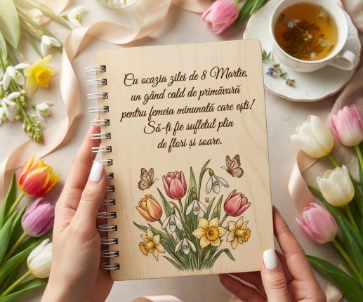 Деревянный блокнот с цветами 2 image 1