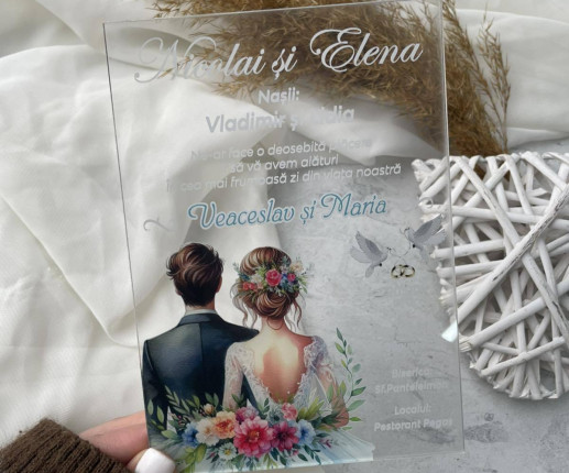 Invitatii pentru nunta cu mire si mireasa image 2