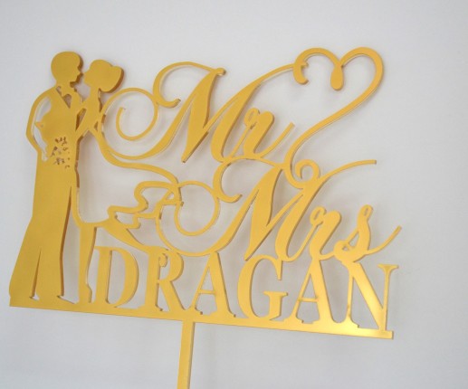 Topper pentru torta nunta Mr&Mrs