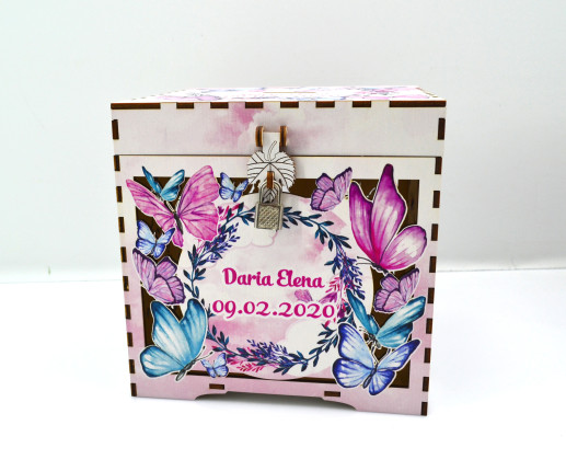 Cutie de dar pentru botez cu Fluturi 1