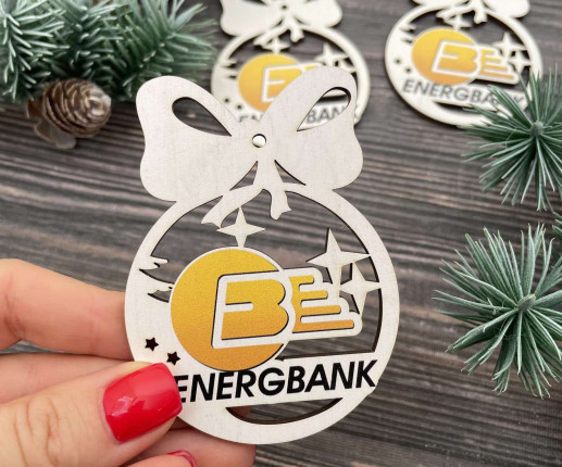 Ornament Craciun din placaj cu logoul companie