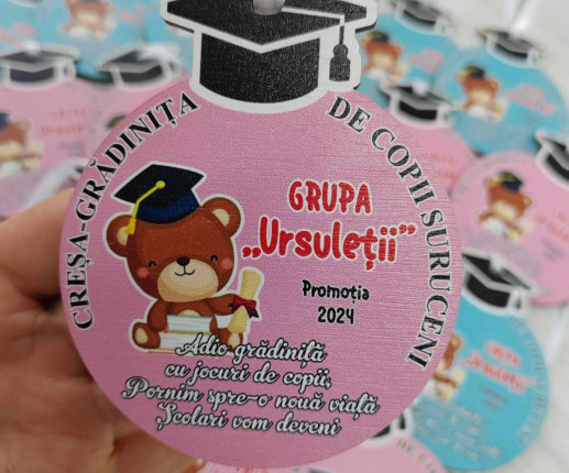 Medalii din lemn ,,Adio Gradiniță,, cu Ursulet