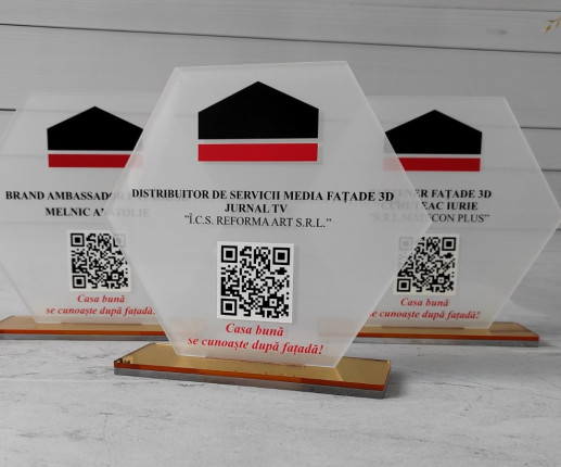 Trofeu personalizat hexagon