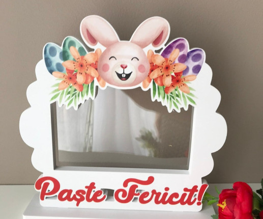 Ramă foto cu iepuraș Paște Fericit