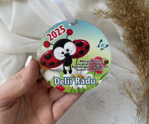 Medalii din lemn ,,Adio Gradiniță,, cu buburuză 1 image 2