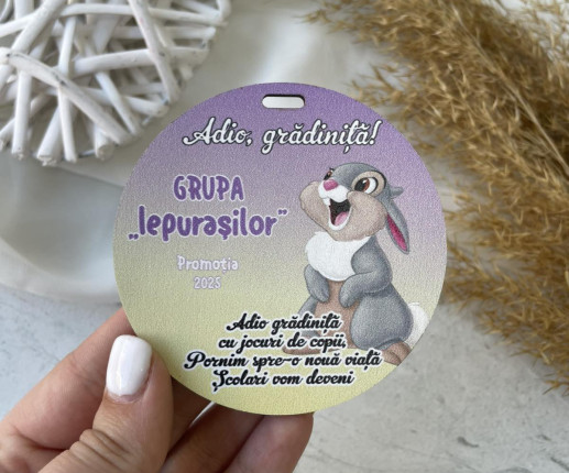 Medalii din lemn ,,Adio Gradiniță,, cu iepuras image 2