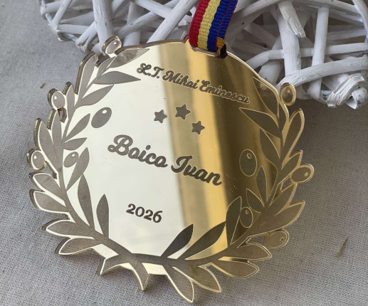 Medalii din acril auriu cu frunze