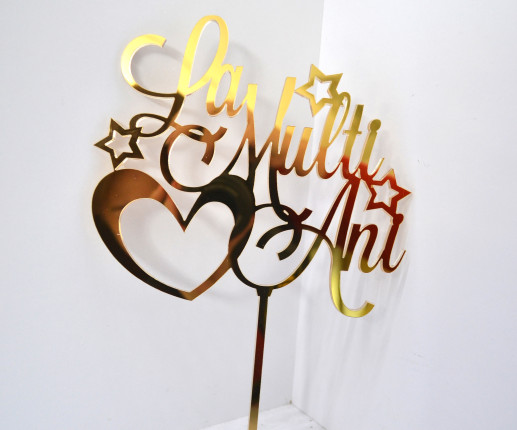 Topper auriu pentru torta La mulți ani