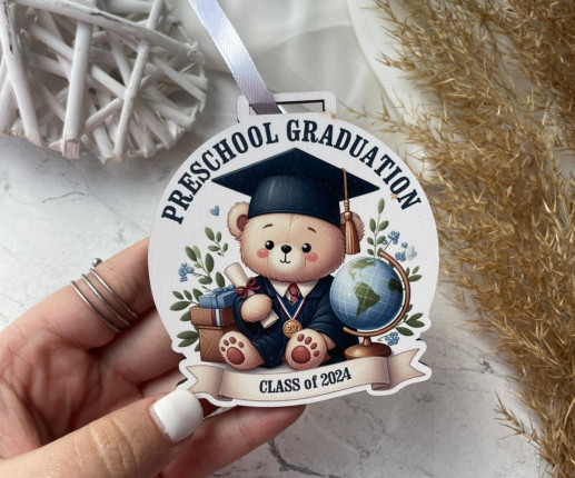 Medalii din lemn ,,Adio Gradiniță,, cu Ursulet 2