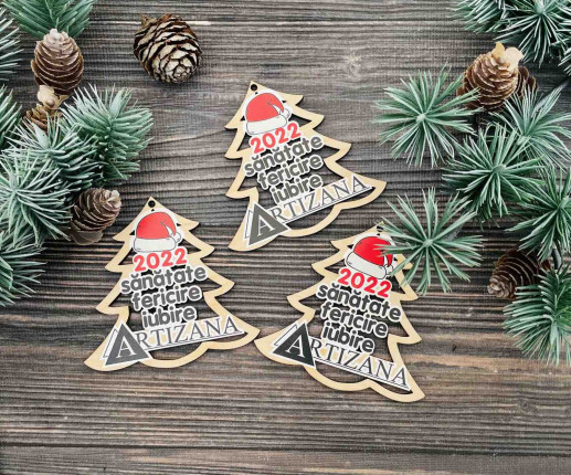 Ornament Craciun din placaj cu logoul companie 5