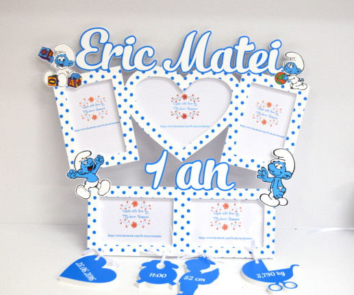 Именная рамка для мальчика - Смурфики