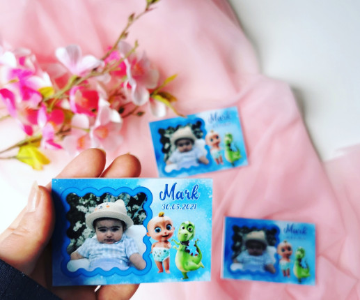 Mărturii magneți pentru botez cu dinozaur