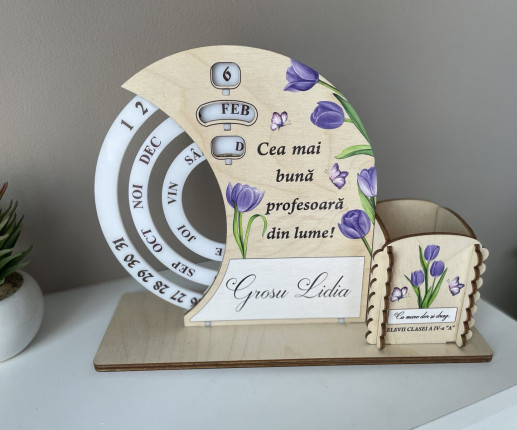 Calendarul vesnic cu scris "Cea mai buna profesoara din lume"