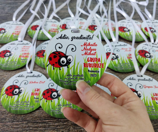 Medalii din lemn ,,Adio Gradiniță,, cu buburuză 3