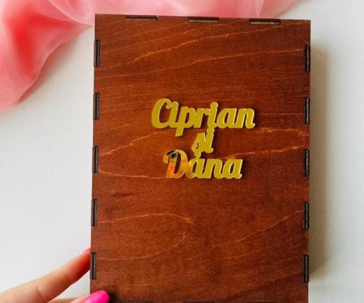 Invitații din lemn pentru nași cu îngerași 2 image 2