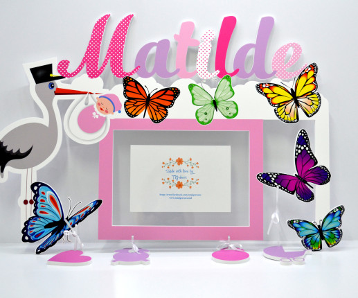 Stativ cu numele și rama Fluturași