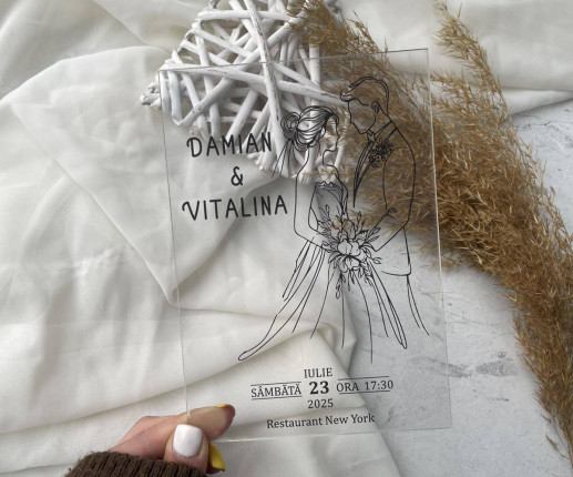 Invitatii pentru nunta cu mire si mireasa 1 image 2