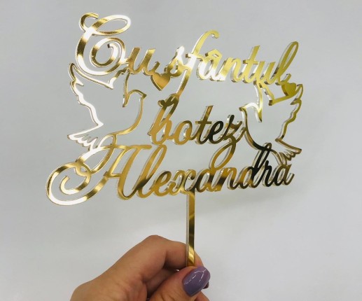 Topper auriu cu sfântul botez