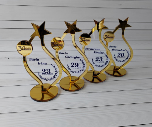 Trofeu personalizat din acril auriu stea image 3