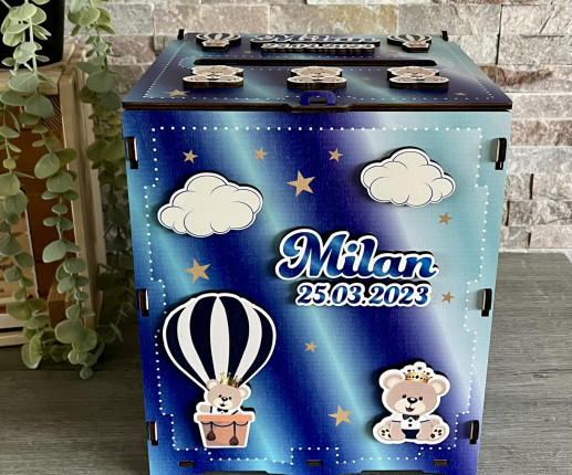 Cutie de dar pentru botez cu Ursulet 1