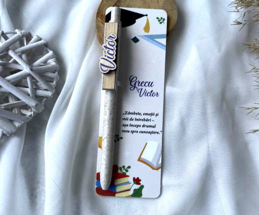 Set cu pix și semn de carte print scolar