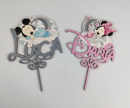 Topper personalizat cu Mickey și Minnie baby image 2