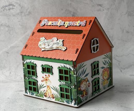 Casuta de dar pentru botez cu Animalute