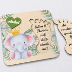 Invitații  din lemn pentru nani cu elefanțel thumb-image 1