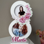 Rama foto in forma de cifra 8, flori roz thumb-image 1