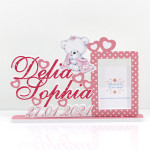 Rama foto personalizata pentru fete roz cu buline cu Ursulet thumb-image 1