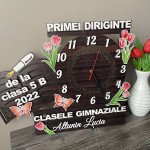 Ceas din lemn cu lalele și fluturași thumb-image 1