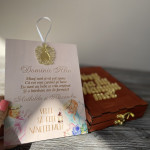 Invitații  din lemn pentru nași cu îngerași thumb-image 1