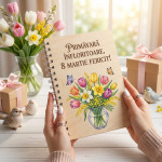 Деревянный блокнот с вазой с цветами thumb-image 1