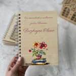 Carnet din lemn cu flori colorate thumb-image 1