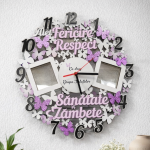 Wooden Clock with Purple Butterflies thumb-image 1