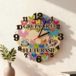 Wooden Clock with Colorful Butterflies 1 thumb-image 1
