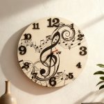 Wooden Clock with Musical Notes thumb-image 1