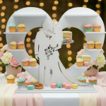 Подставка под пирожные в форме сердца с силуэтом молодоженов thumb-image 1