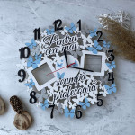 Ceas din lemn cu fluturi albastru thumb-image 1