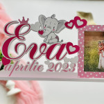Rama foto personalizata pentru fete roz cu buline cu Elefant thumb-image 1