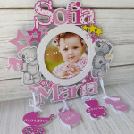 Rama pentru foto rotundă cu ursulet roz thumb-image 1