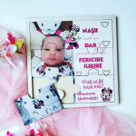 Invitații din lemn pentru nași cu Minnie Mouse thumb-image 1