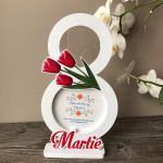 Rama foto in forma de cifra 8 cu 3 lalele rosii thumb-image 1