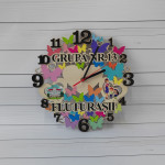 Ceas din lemn cu fluturi colorati 1 thumb-image 1