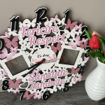 Ceas din lemn cu flori roz thumb-image 1